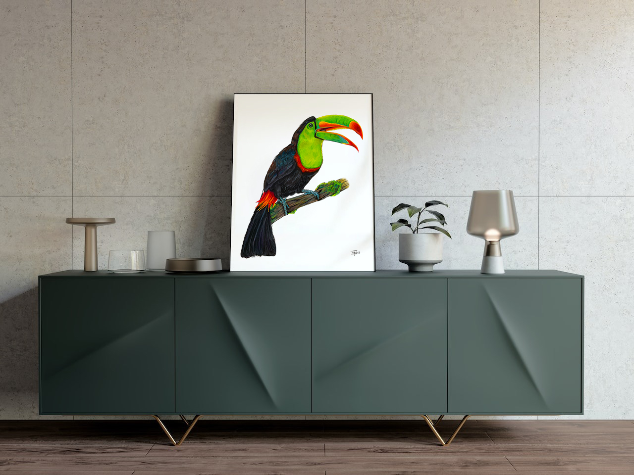 toucan color pencil painting print by Tania Sotres tanso3, art, animal, illustration, blue betta, home decor, wall art, gift, portrait_ (5) cop